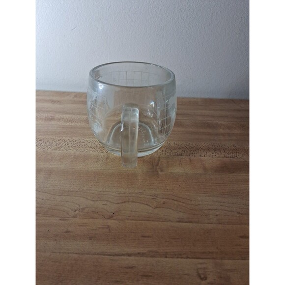 Vintage NESTLE Clear Glass Mug Cup w/ Etched World Map Nescafe - Picture 4 of 8